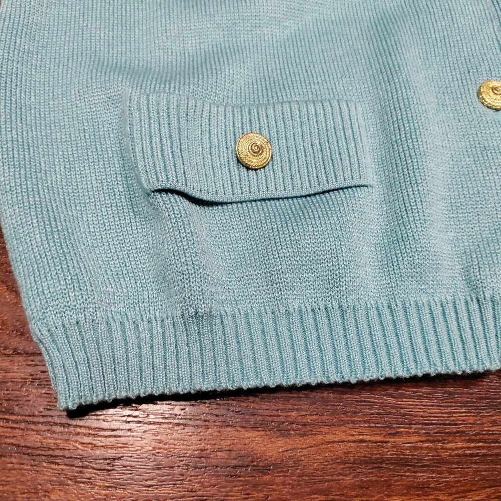 Vintage Mita Blue Knit Button Front Longsleeve Cardigan Top & Skirt Set Size 12P - Picture 5 of 14